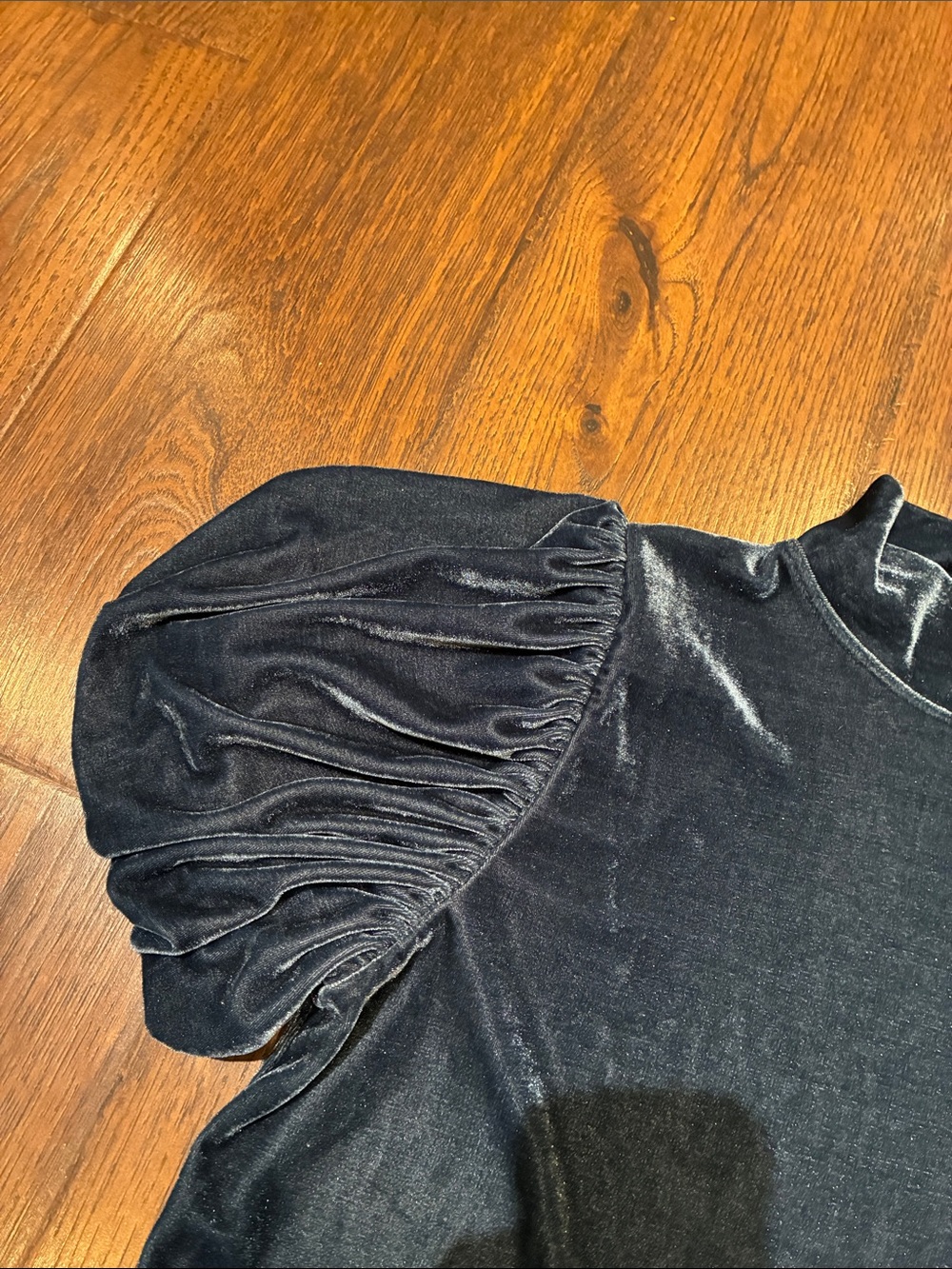 FP Movement by Free People Black Velvet Puff-Sleeve Top - Picture 2 of 4